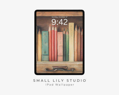 Pencils & Books iPad Wallpaper