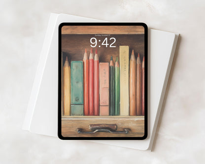 Pencils & Books iPad Wallpaper