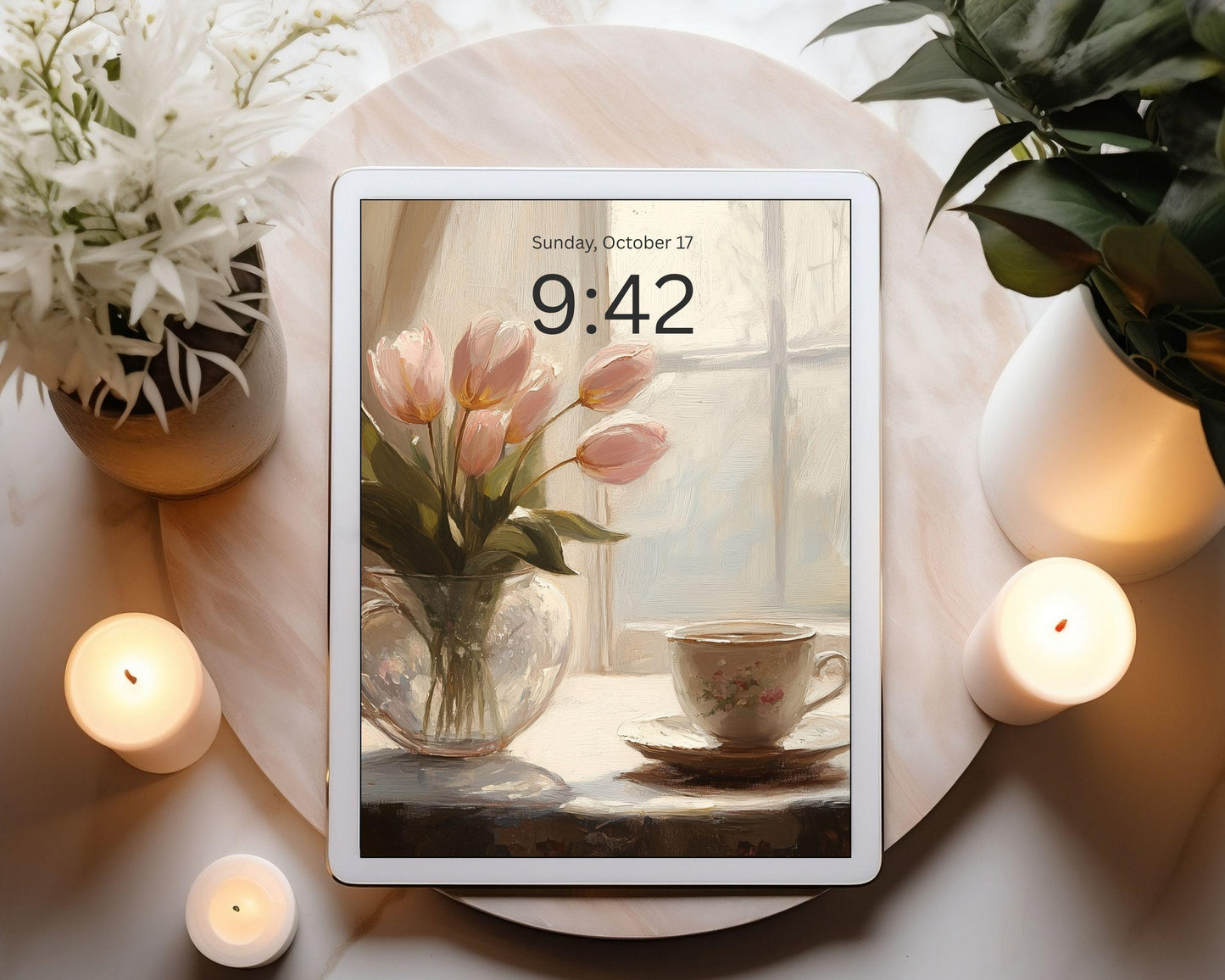 Tulips & Tea Desktop Wallpaper Set