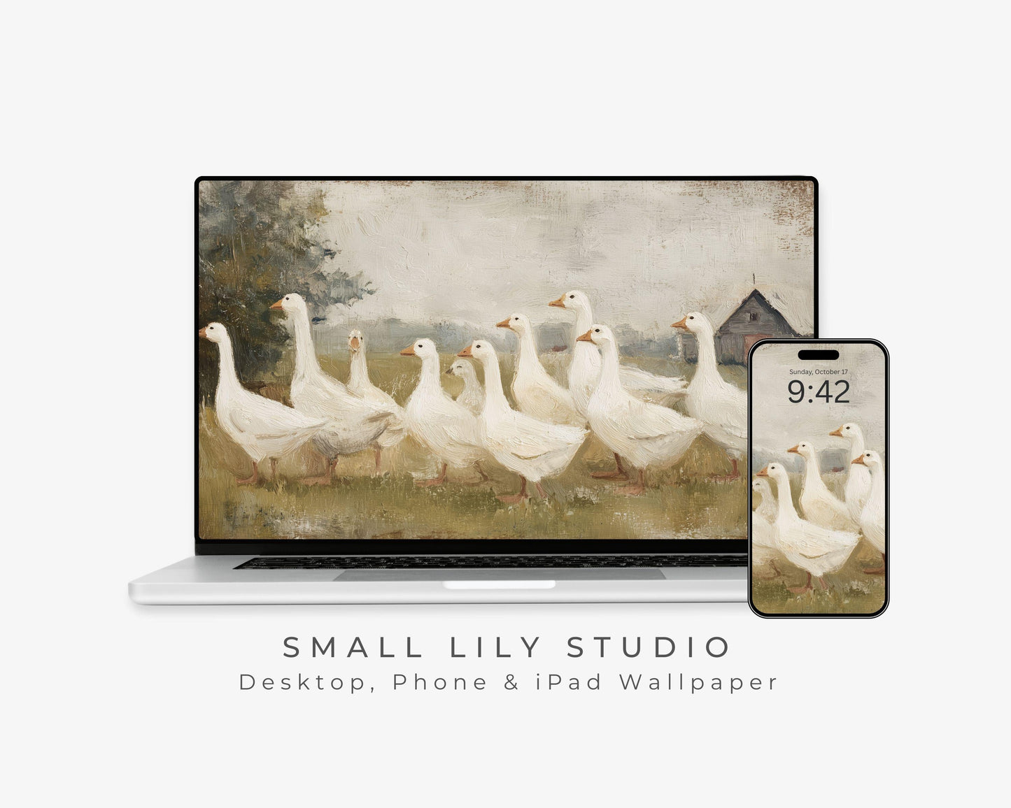 White Geese Desktop Wallpaper Set