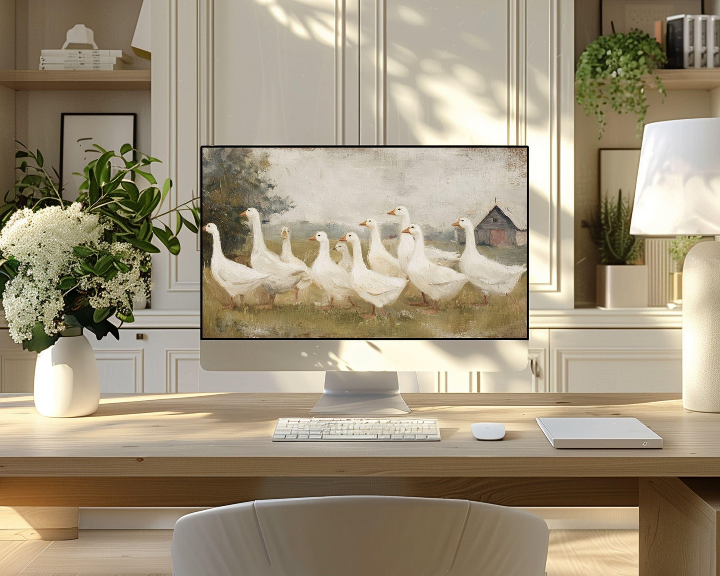 White Geese Desktop Wallpaper Set