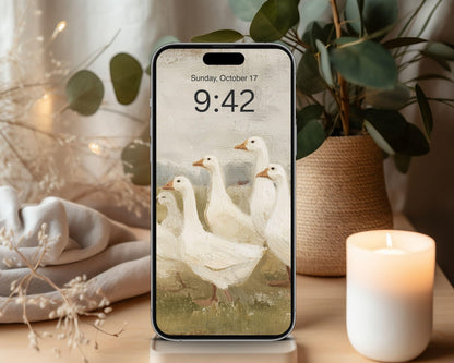 White Geese Desktop Wallpaper Set