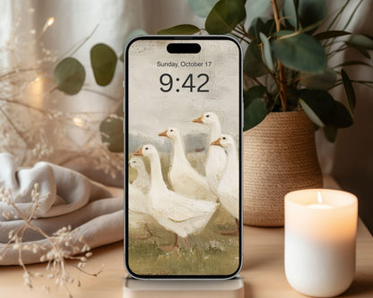 White Geese Phone Wallpaper