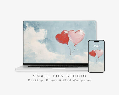 Heart Balloons Desktop Wallpaper Set