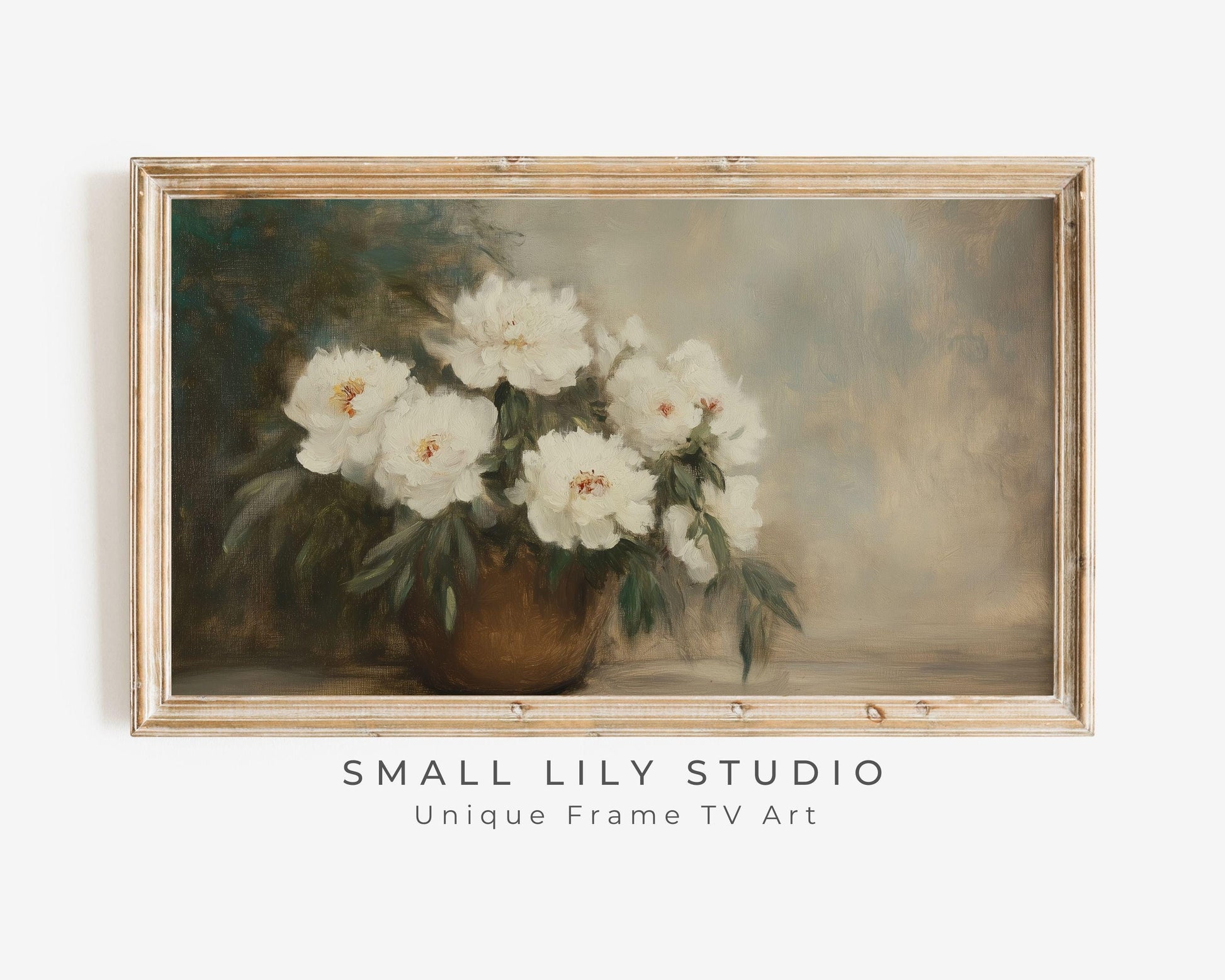 Neutral Spring Flowers Vintage Style Frame TV Art