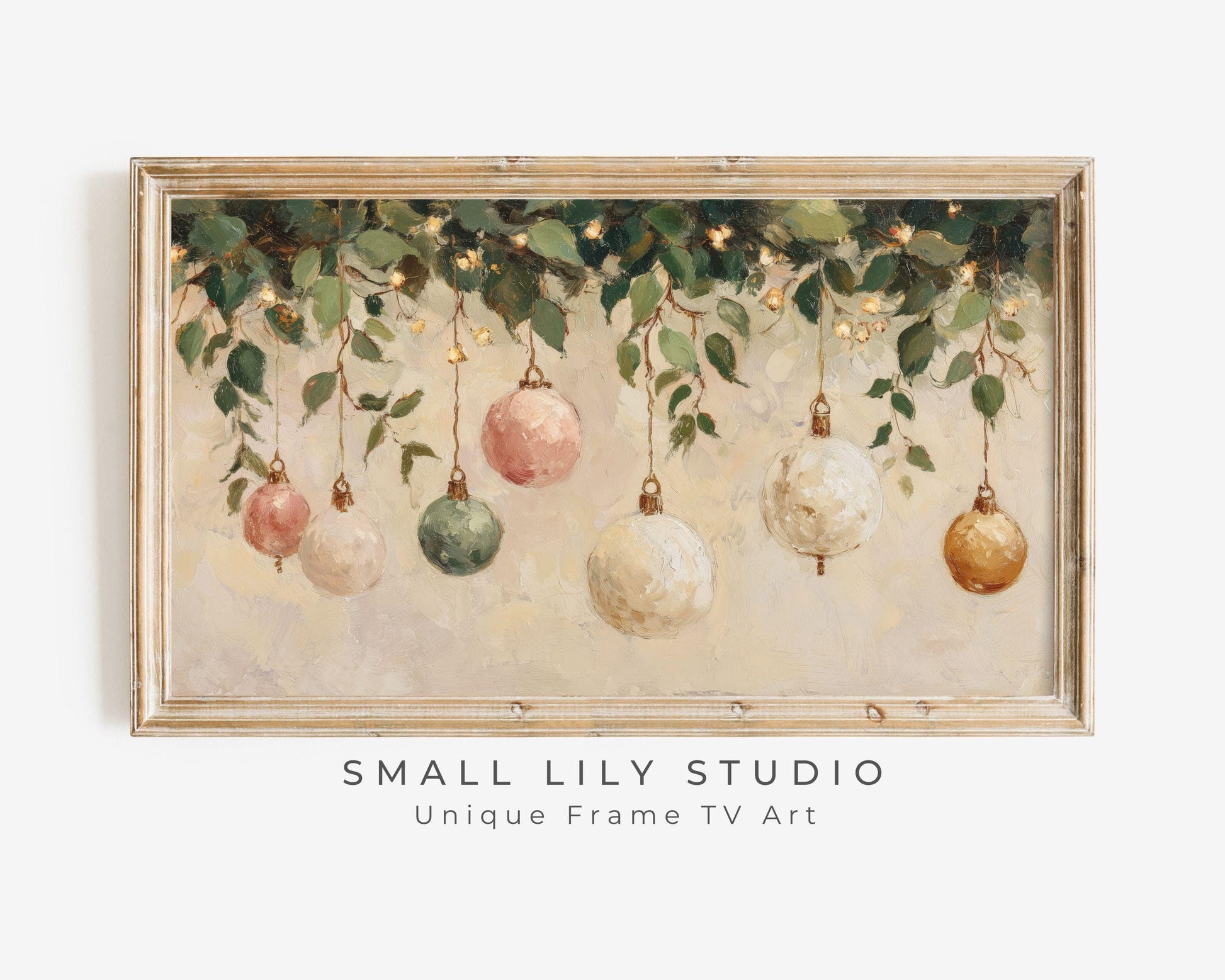 Christmas Garland Ornaments Frame TV Art