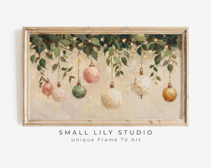 Christmas Garland Ornaments Frame TV Art