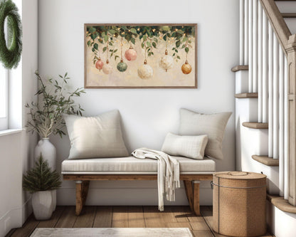 Christmas Garland Ornaments Frame TV Art