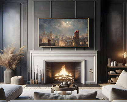 Santa in Chimney Frame TV Art