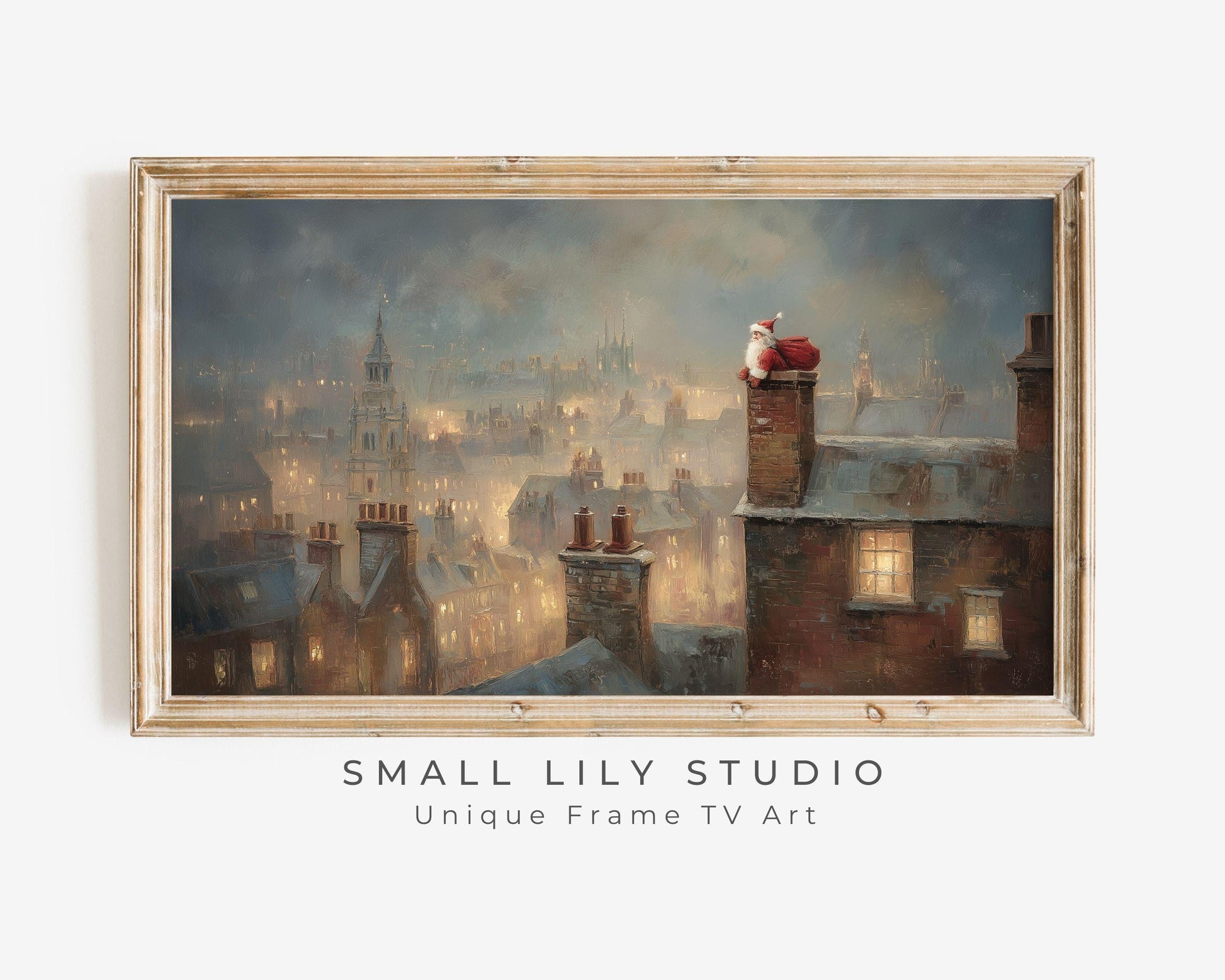 Santa Stuck in Chimney Frame TV Art