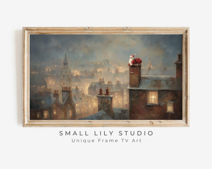 Santa Stuck in Chimney Frame TV Art