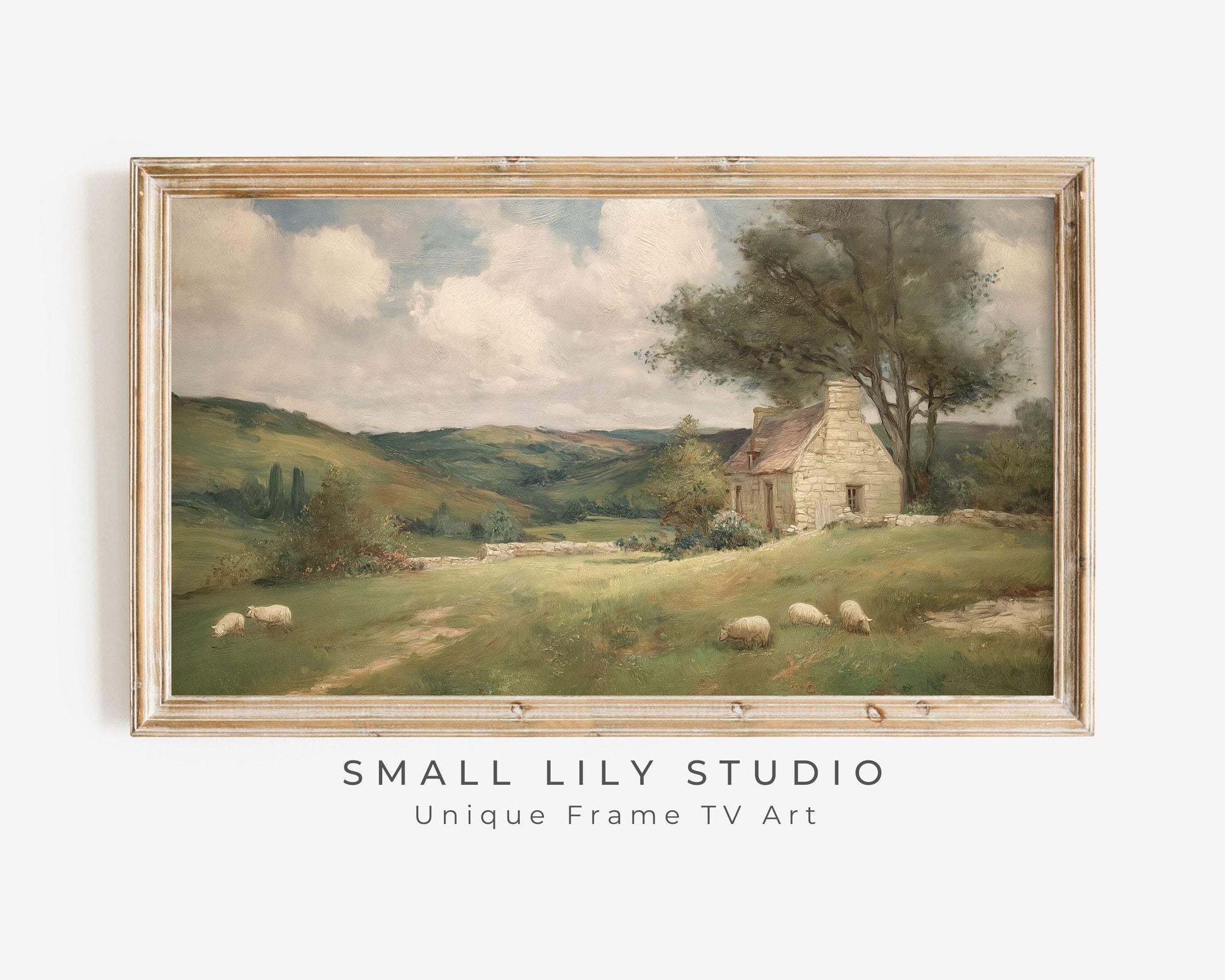 Sheep in Country Landscape Frame TV Art