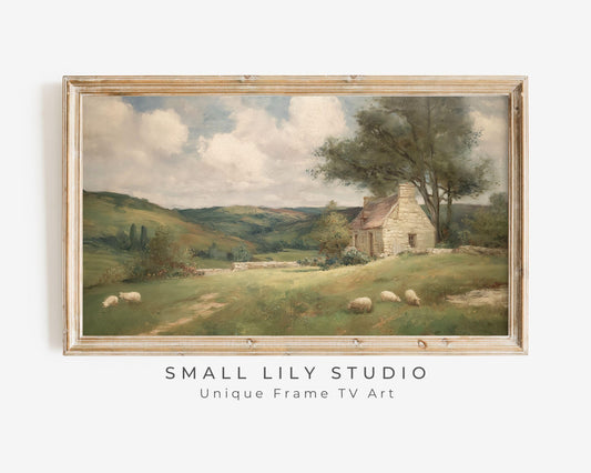 Sheep in Country Landscape Frame TV Art