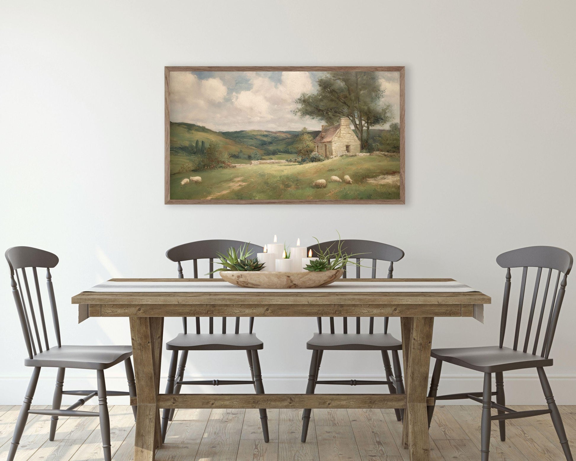 Sheep in Country Landscape Frame TV Art
