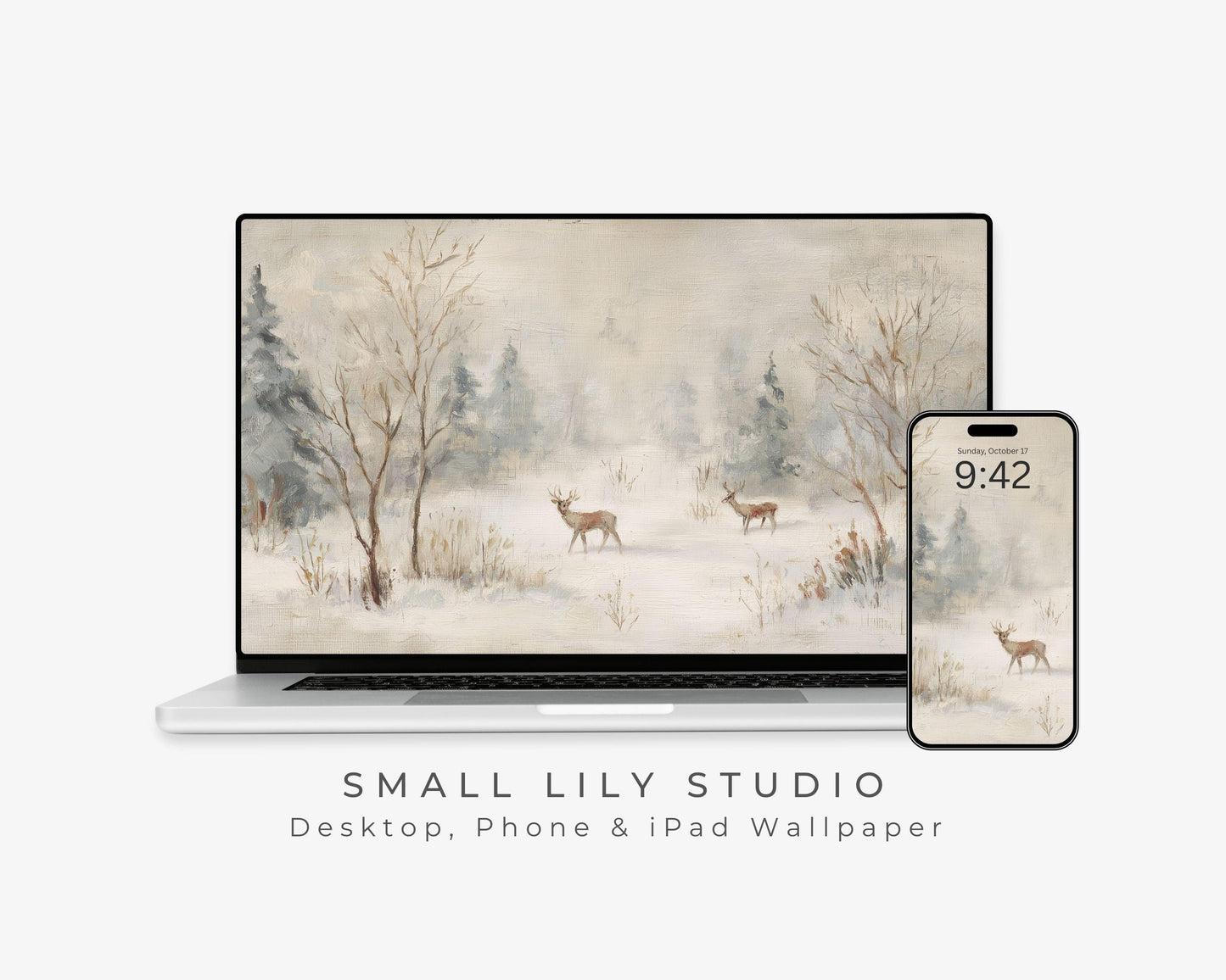 Minimalist Deer Desktop Wallpaper Set