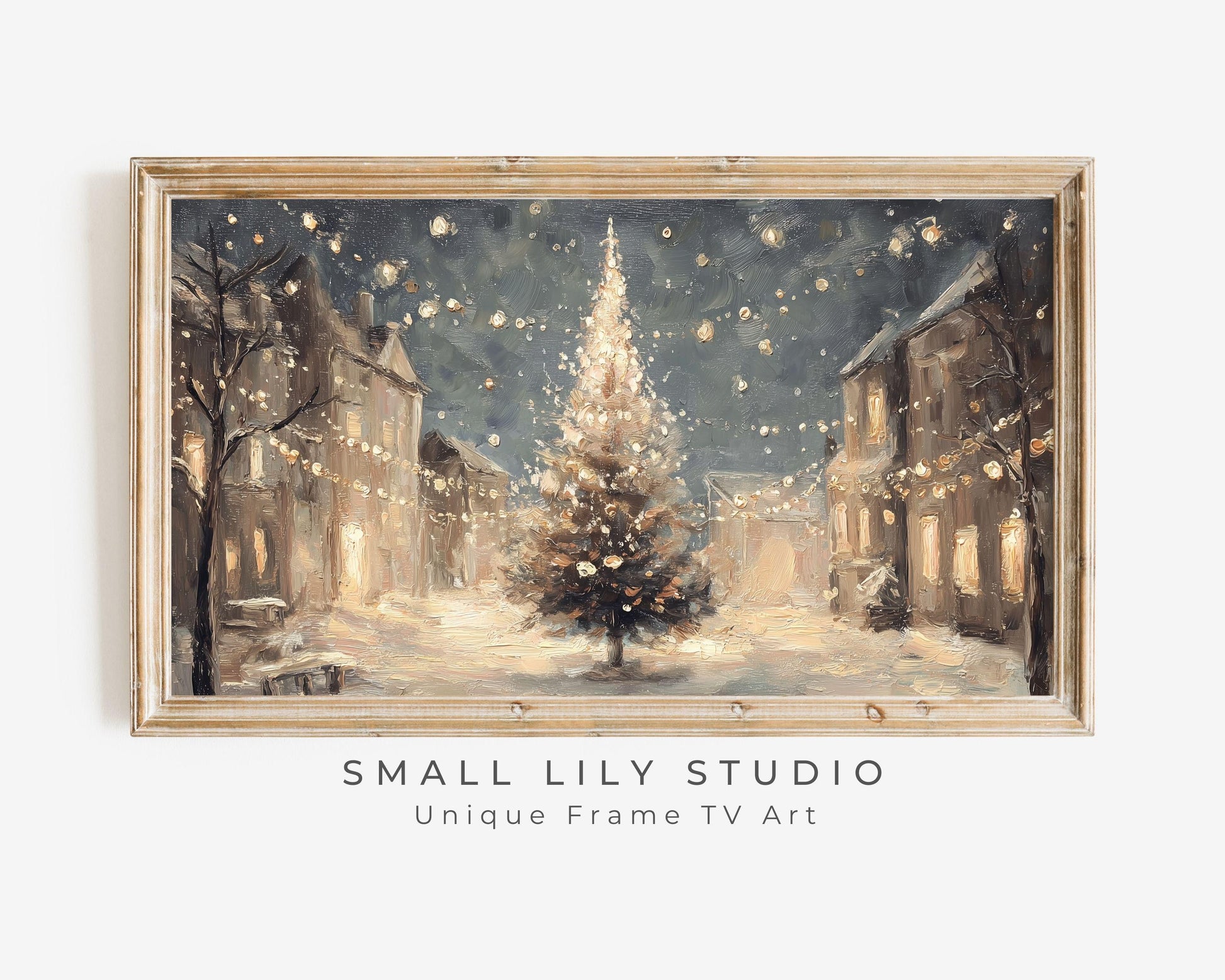 Christmas Tree in Village Frame TV Art