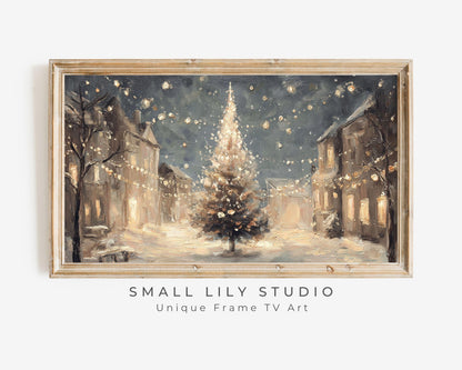 Christmas Tree in Village Frame TV Art