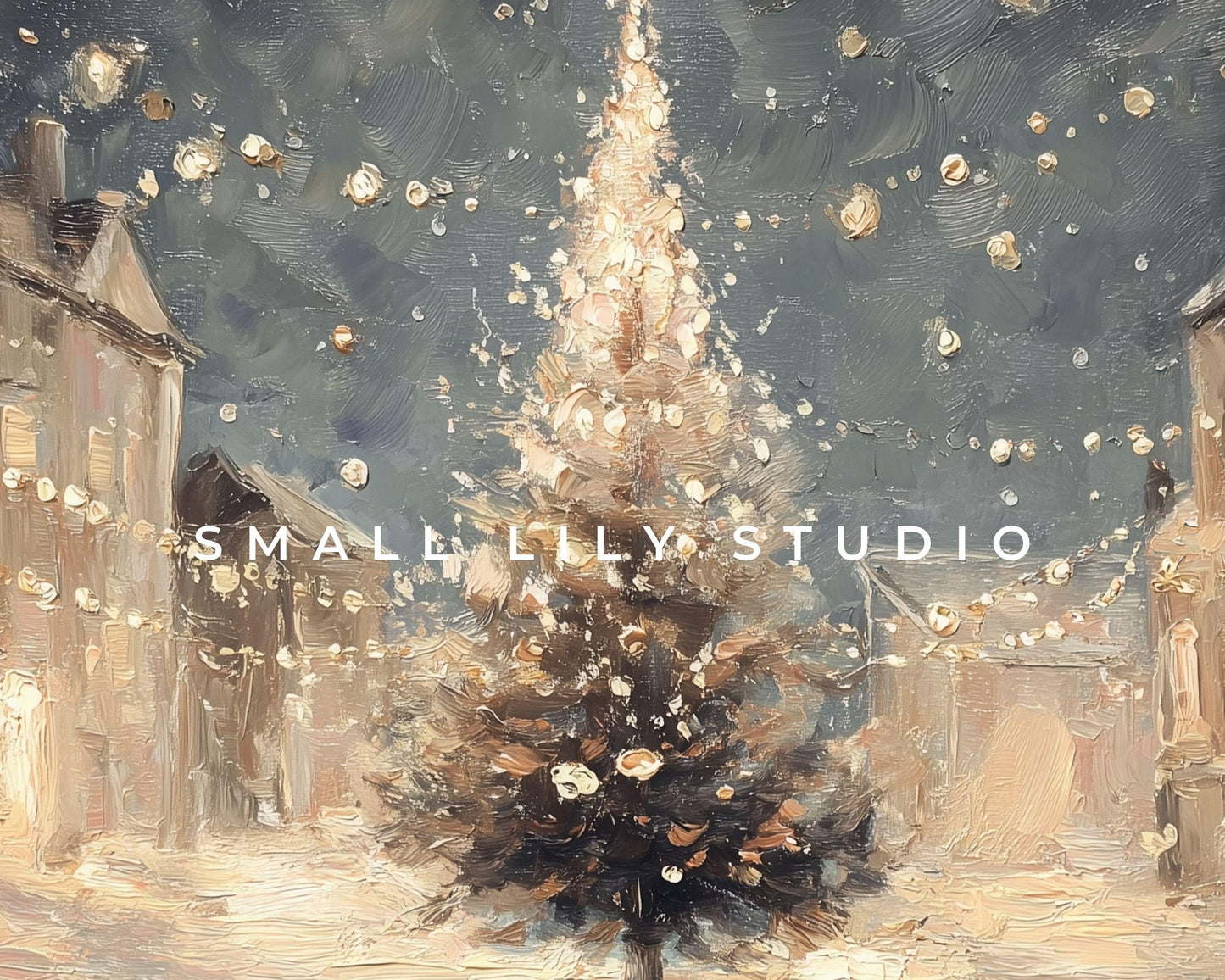 Christmas Tree in Village Frame TV Art