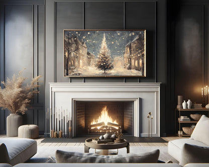Christmas Tree in Village Frame TV Art