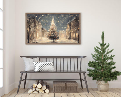 Christmas Tree in Village Frame TV Art