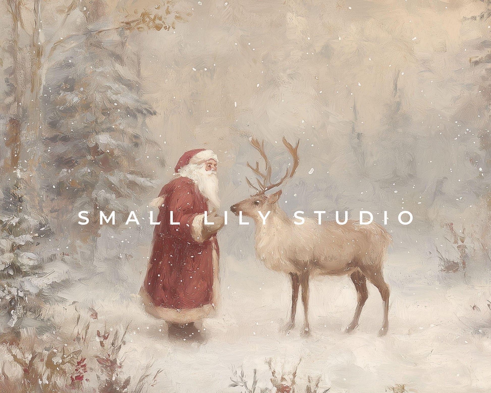 Santa and Reindeer Frame TV Art