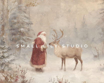Santa and Reindeer Frame TV Art