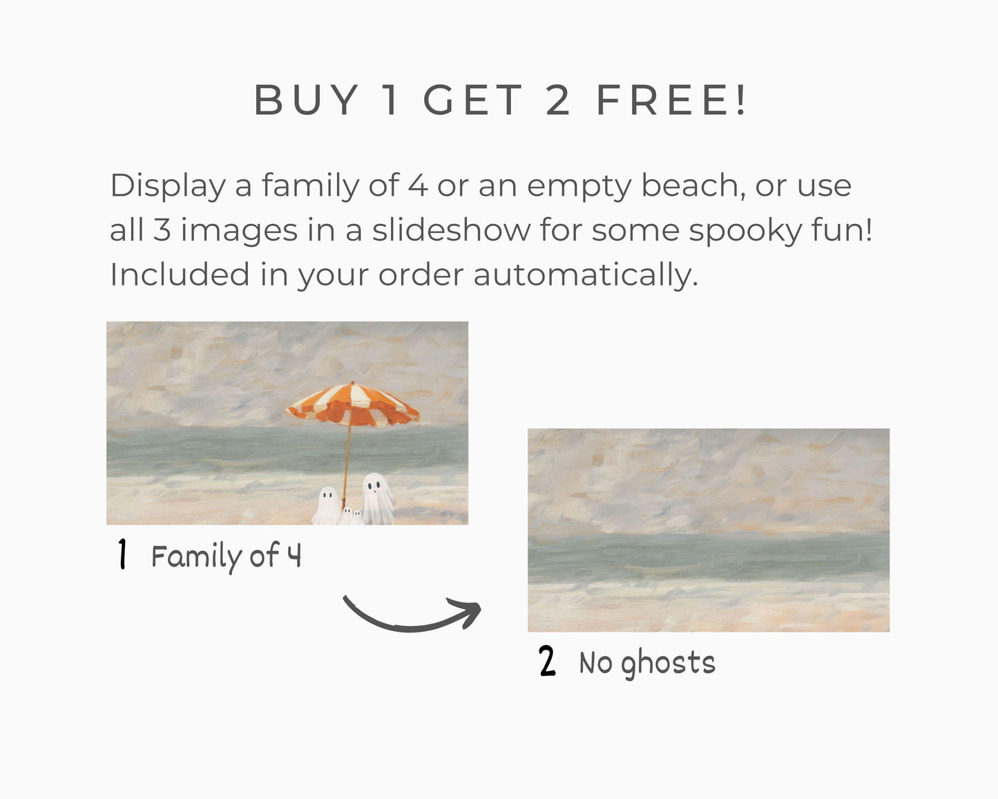 Ghost Family at the Beach Frame TV Art
