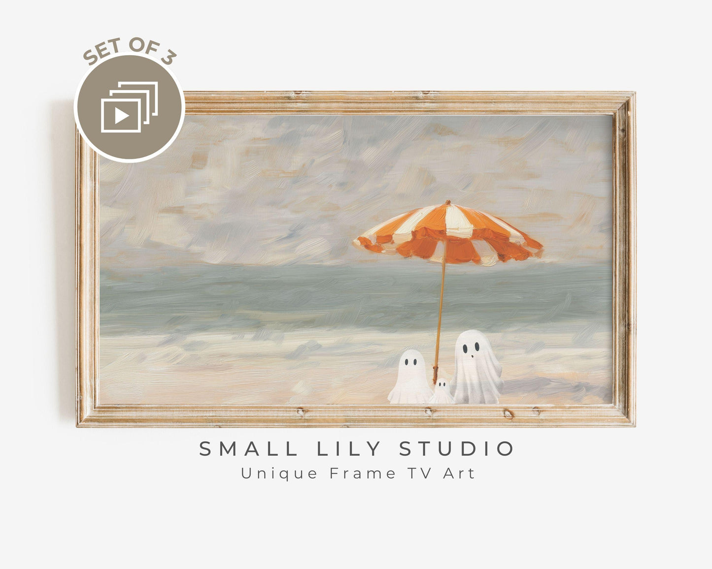 Ghost Family at the Beach Frame TV Art