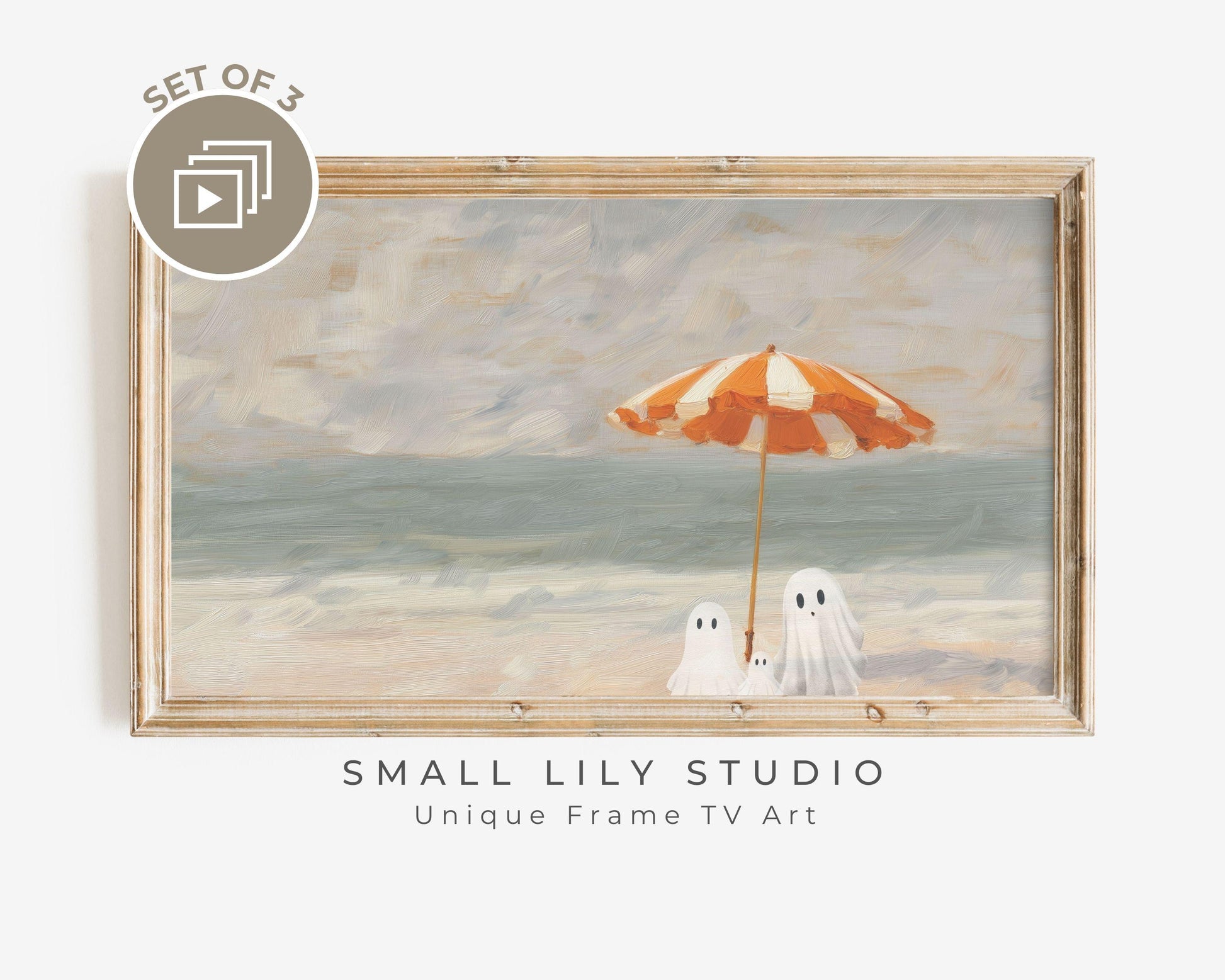 Ghost Family at the Beach Frame TV Art