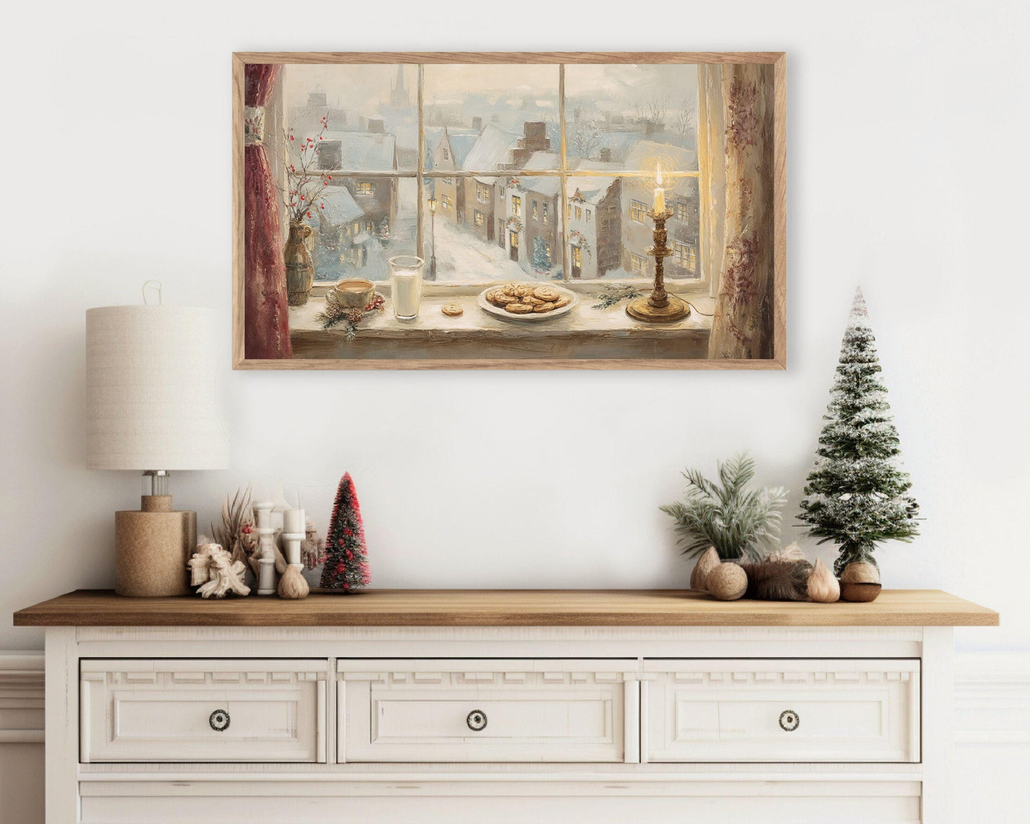 Cozy Christmas Window Frame TV Art