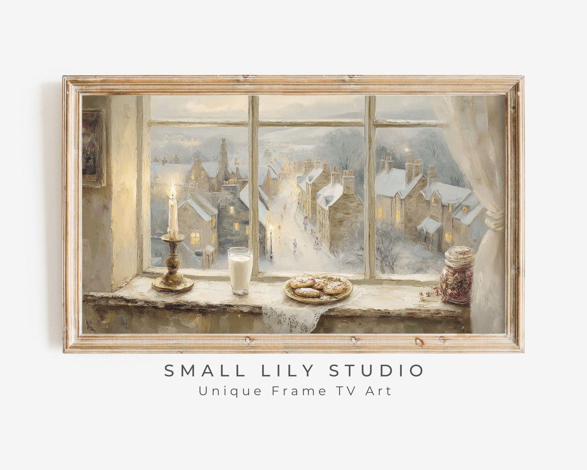 Cozy Winter Window Frame TV Art
