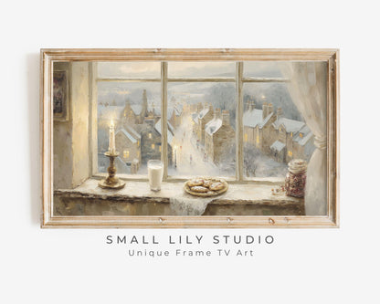 Cozy Winter Window Frame TV Art