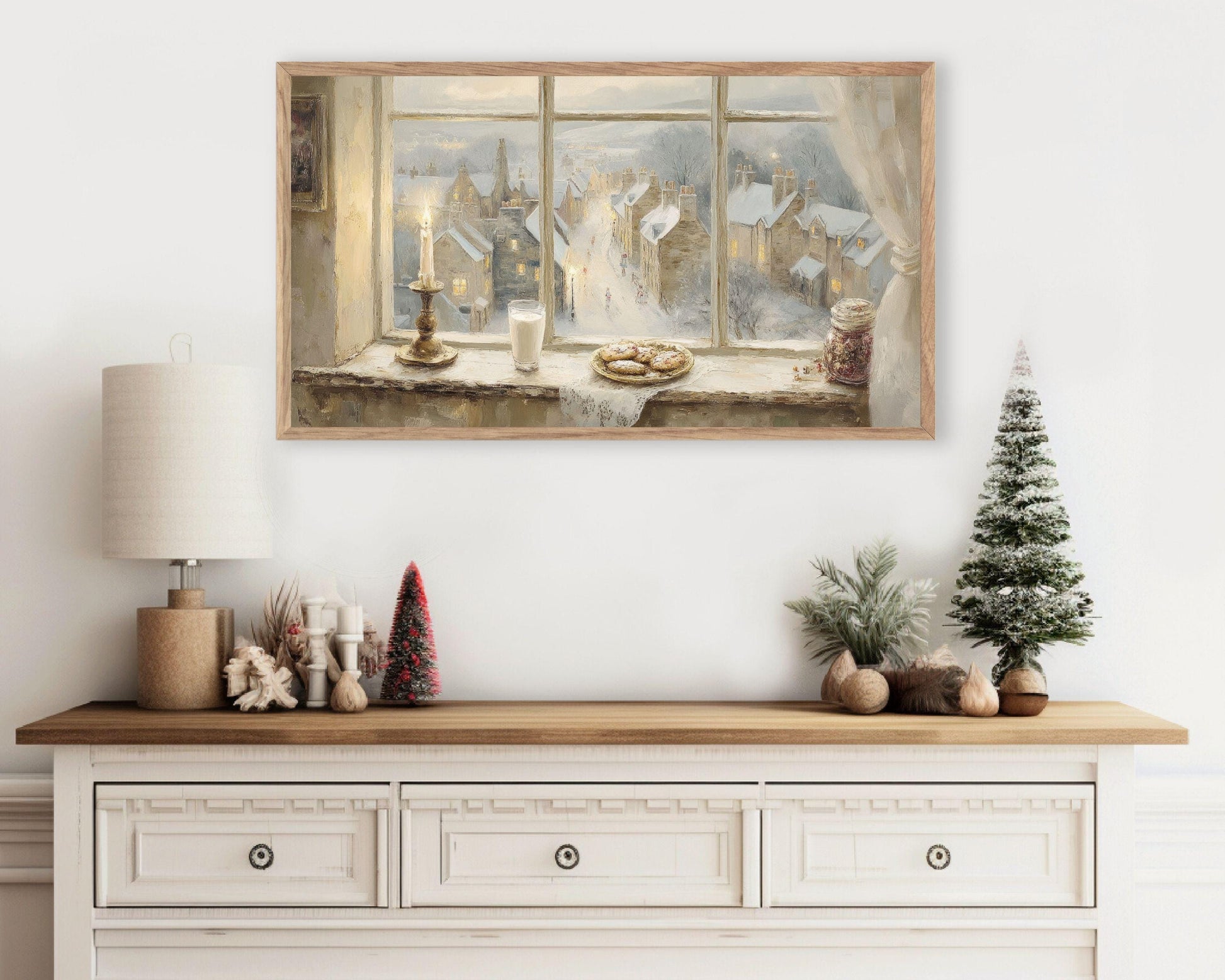 Cozy Winter Window Frame TV Art