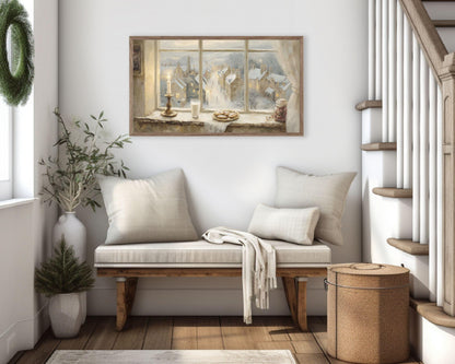 Cozy Winter Window Frame TV Art