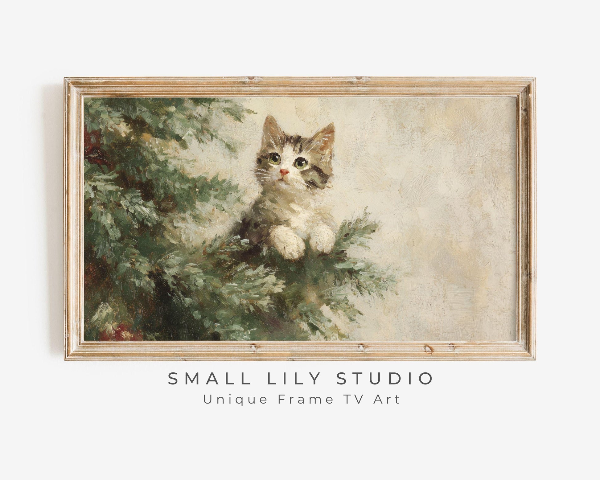 Kitten Climbing Tree Frame TV Art