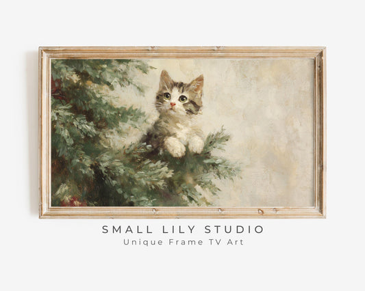 Kitten Climbing Tree Frame TV Art