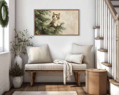 Kitten Climbing Tree Frame TV Art