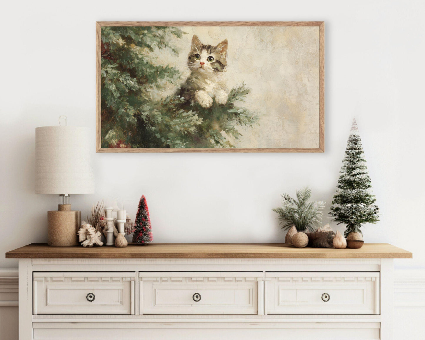 Kitten Climbing Tree Frame TV Art