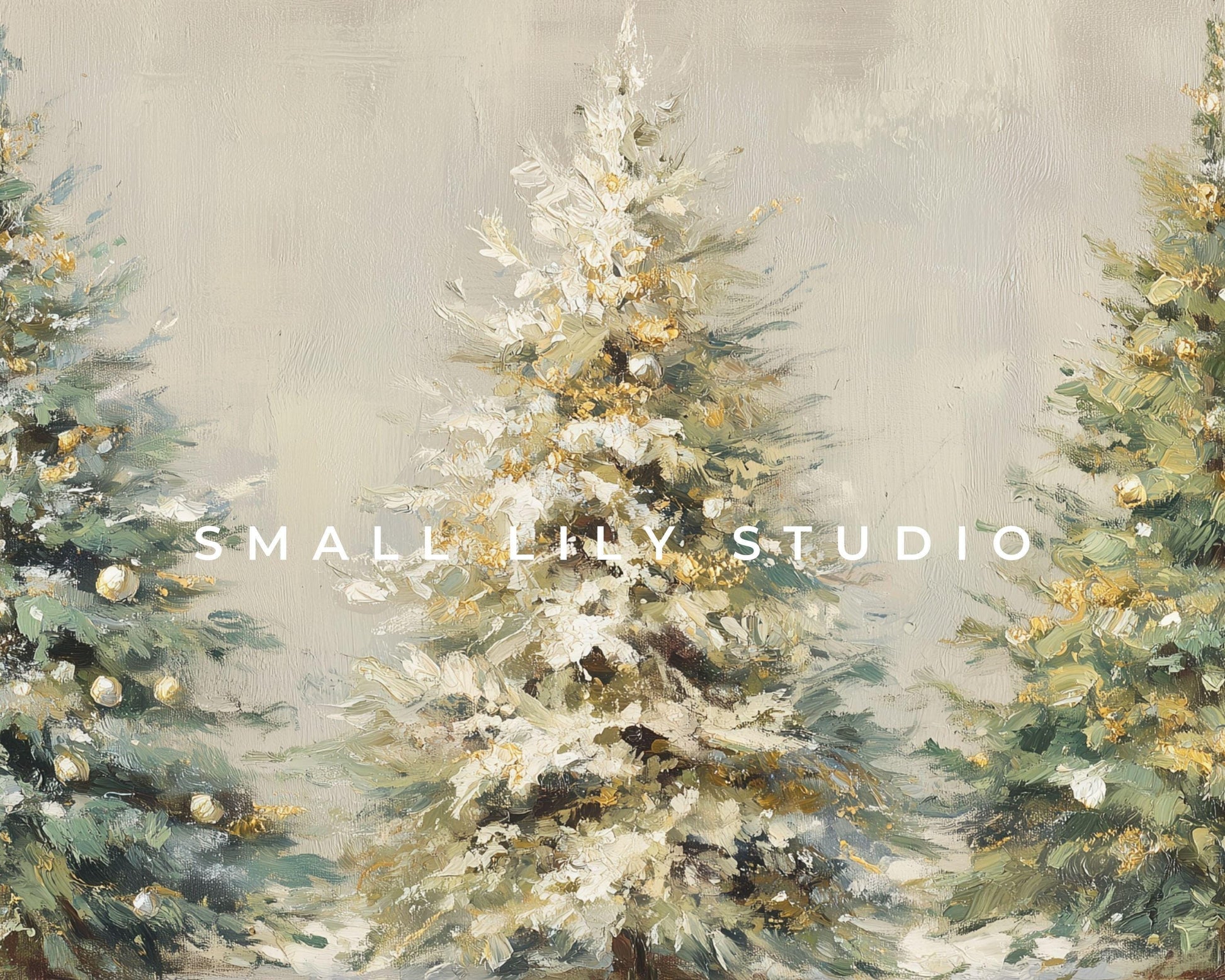 Gold and White Christmas Trees Frame TV Art