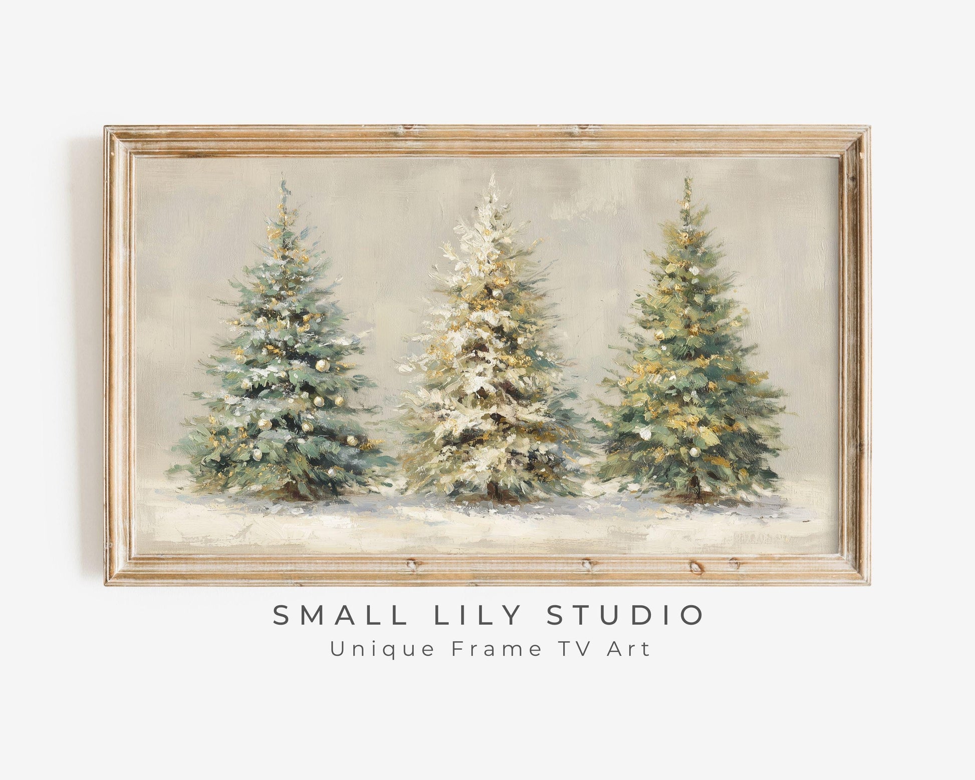 Gold and White Christmas Trees Frame TV Art