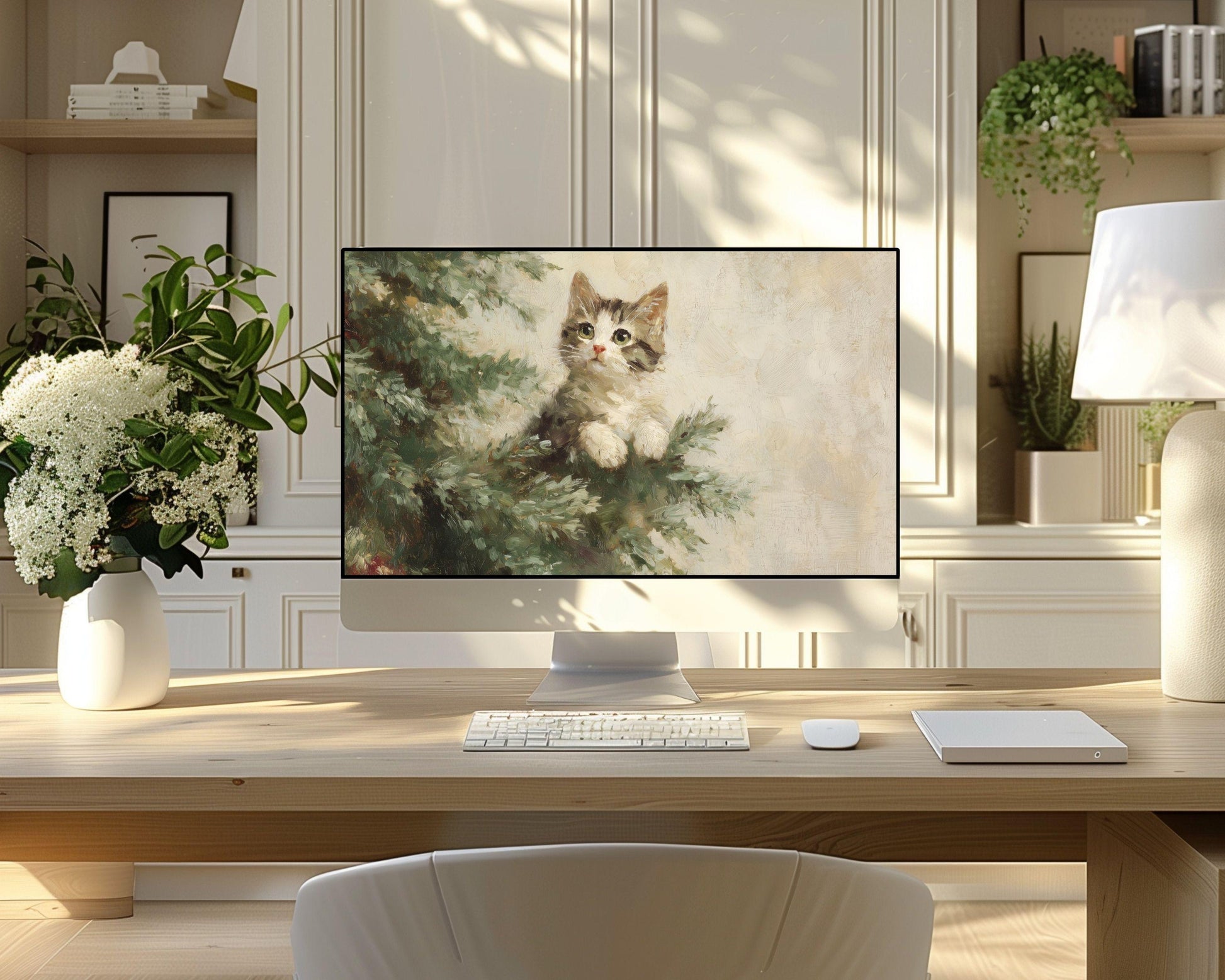 Kitten in Tree Desktop Wallpaper