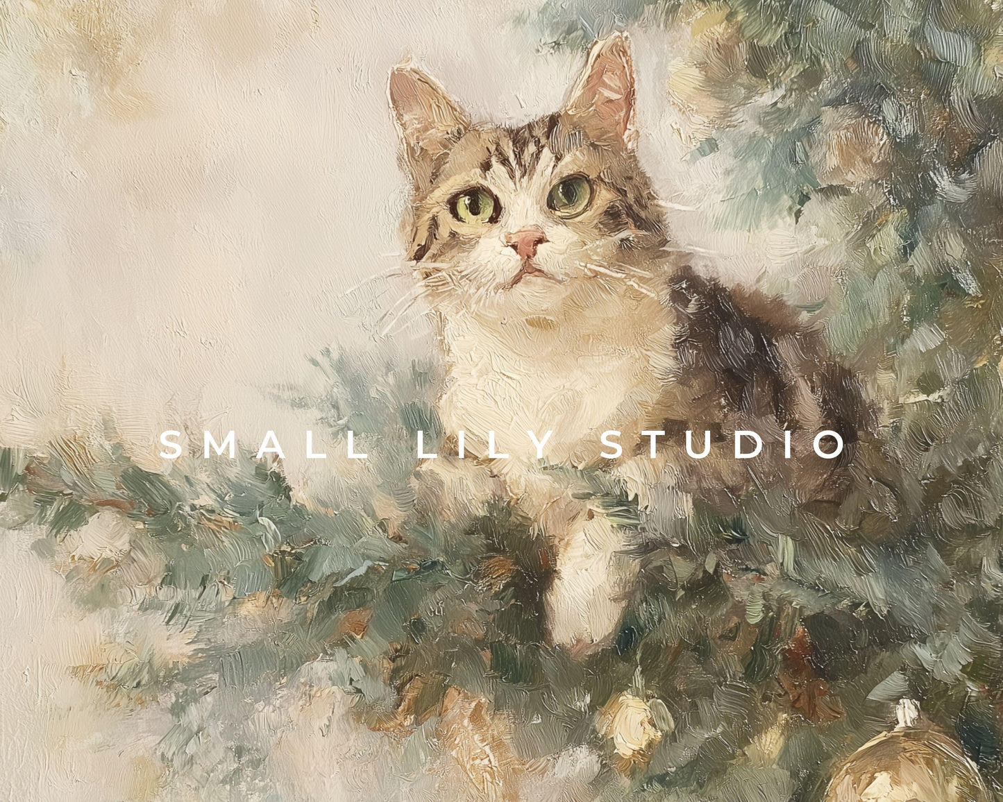 Cat in Christmas Tree Desktop Wallpaper