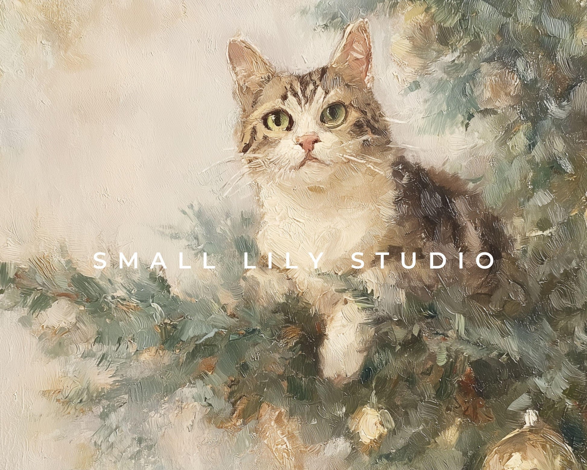 Cat in Christmas Tree Desktop Wallpaper