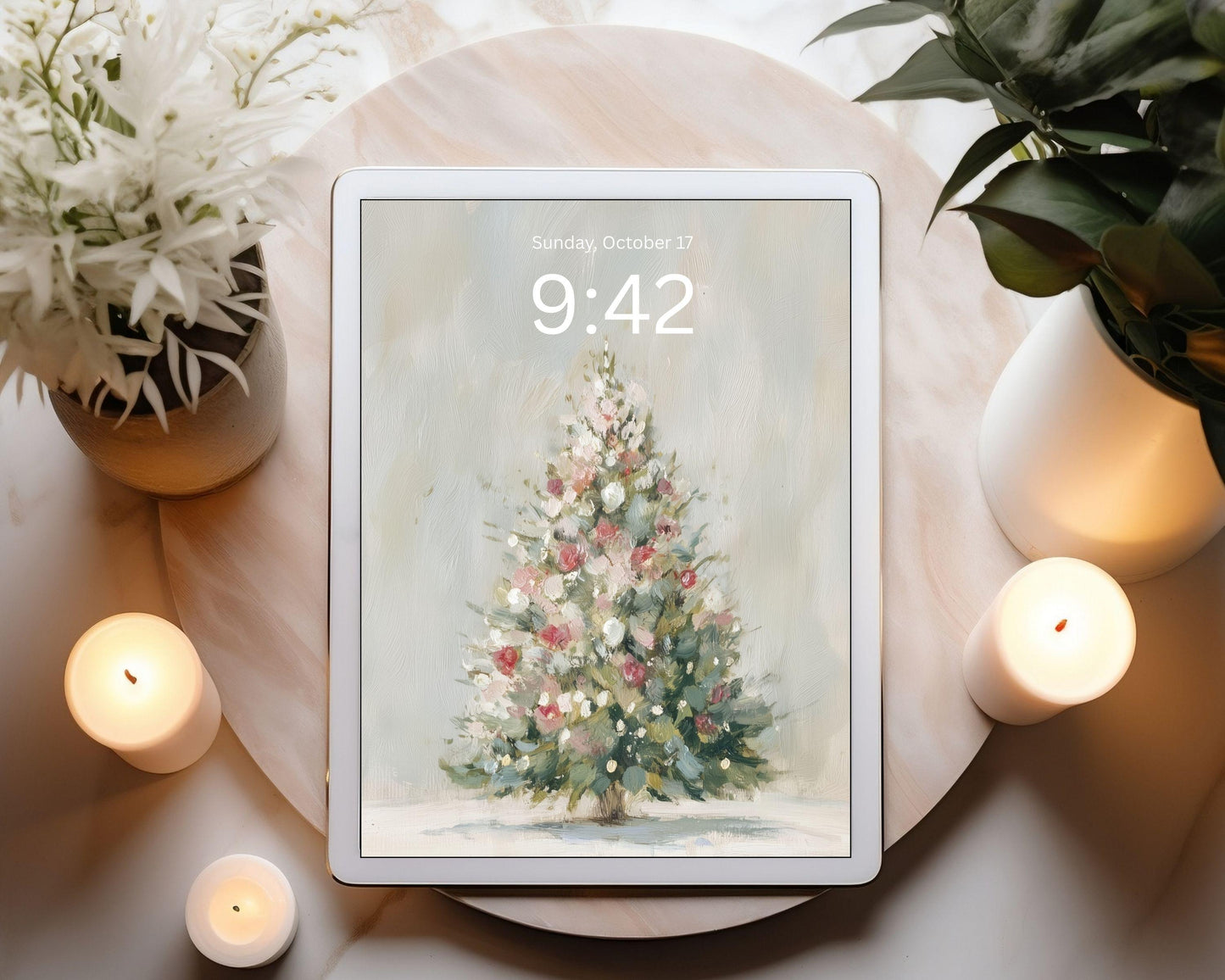 Pink Christmas Tree iPad Wallpaper