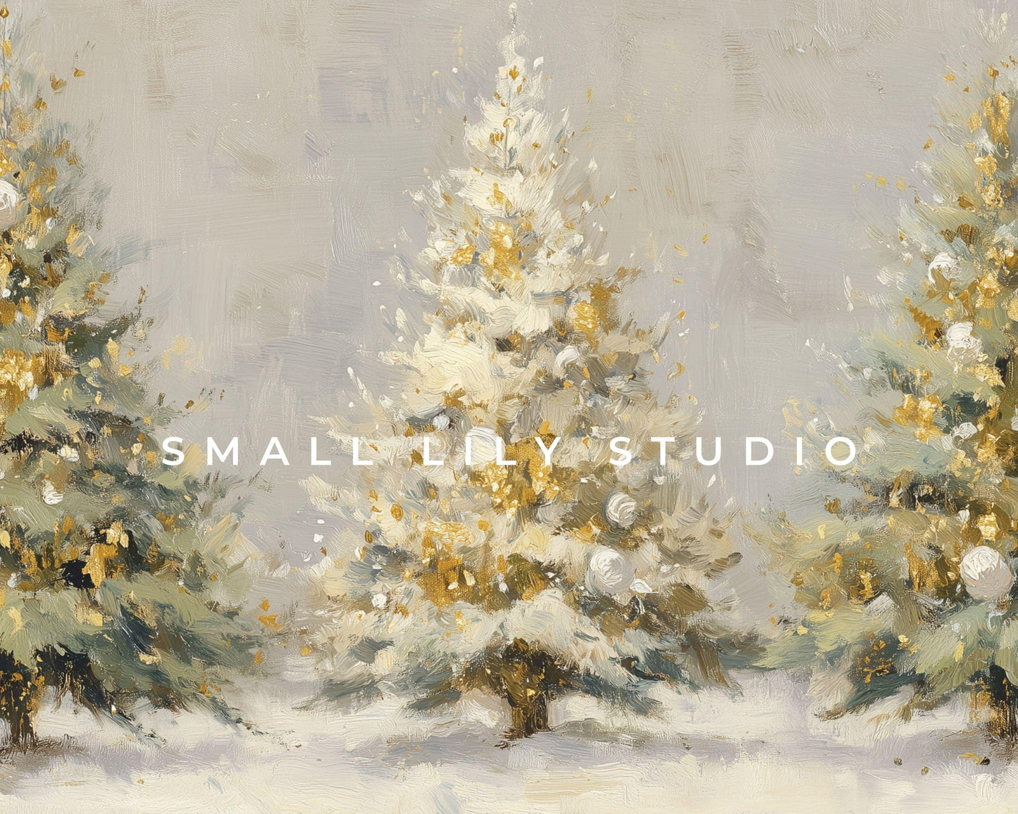 Gold Christmas Trees Desktop Wallpaper Set