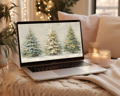 Gold Christmas Trees Desktop Wallpaper