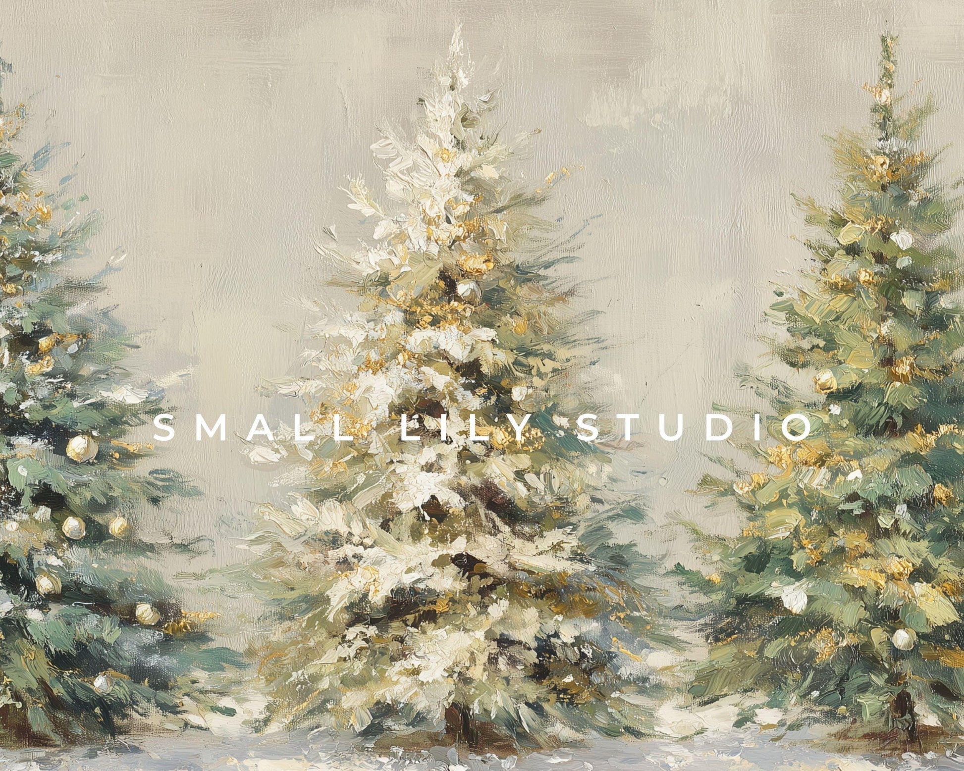 Gold Christmas Trees Desktop Wallpaper