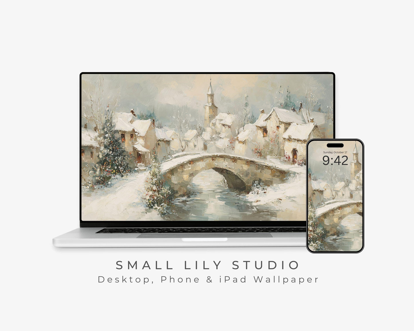 Winter Village Desktop Wallpaper Set