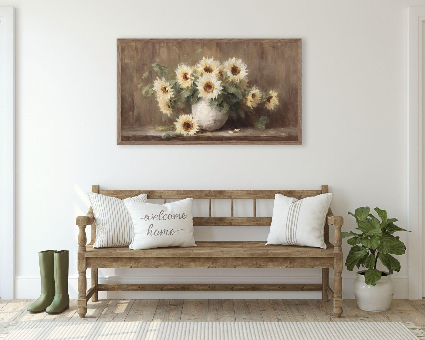 White Sunflowers Frame TV Art
