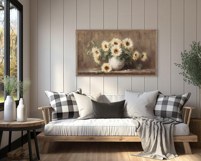 White Sunflowers Frame TV Art